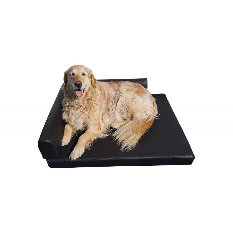 Orthopädisches Hundebett Eckbett 100 x 80 cm Lux Schwarz M