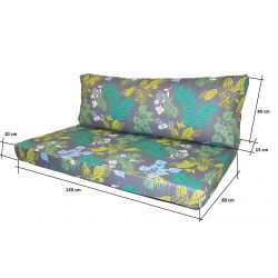 Kissen, Matratze Palette Rückenlehne für Garten mit Reißverschluss 120 x 40 x 10 cm Style