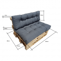 Palettenkissen Sitzkissen gesteppt 120 x 80 cm Anthrazit