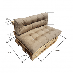 Palettenkissen Sitzkissen gesteppt 120 x 80 cm Hellbraun