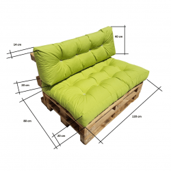 Palettenkissen Rückenkissen Lehne gesteppt 120 x 40 x 20/14 cm Apfelgrün