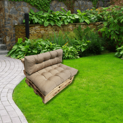 Palettenkissen Rückenkissen Lehne gesteppt 120 x 40 x 20/14 cm Hellbraun