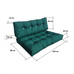 Palettenkissen Sitzkissen gesteppt 120 x 80 cm Grün