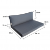 Palettenkissen Rückenkissen Lehne mit RV 120 x 40 x 15/10 cm Anthrazit