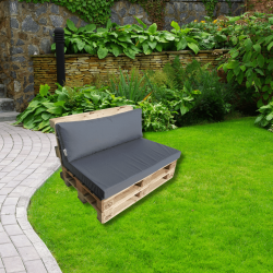 Palettenkissen Rückenkissen Lehne mit RV 120 x 40 x 15/10 cm Anthrazit