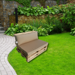 Palettenkissen Rückenkissen Lehne mit RV 120 x 40 x 15/10 cm Hellbraun