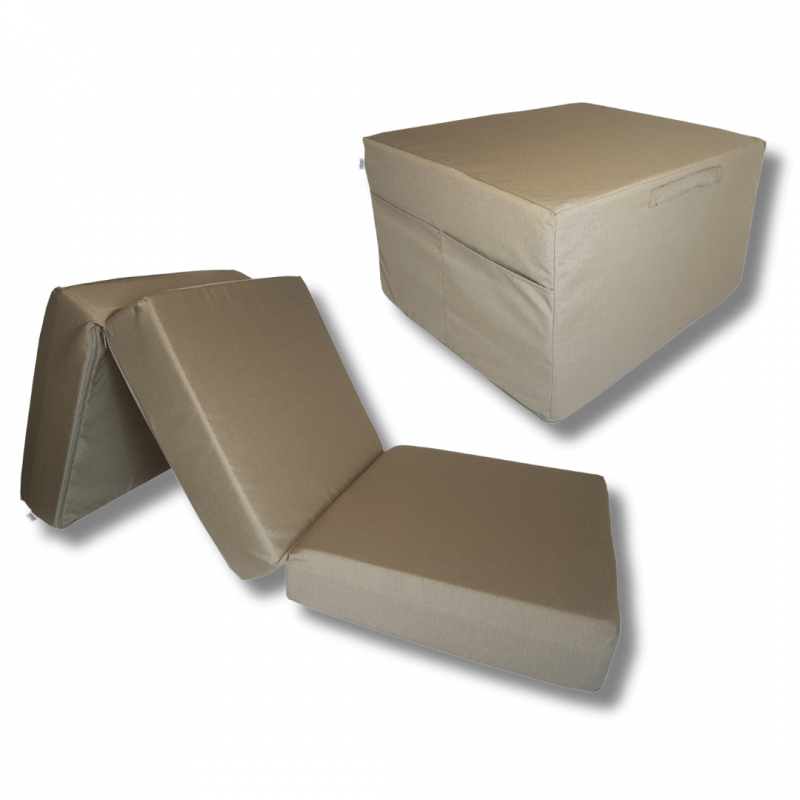 Klappmatratze visco Lux würfel 195 x 75 x 15 cm + Aufbewahrungstasche - Hellbraun